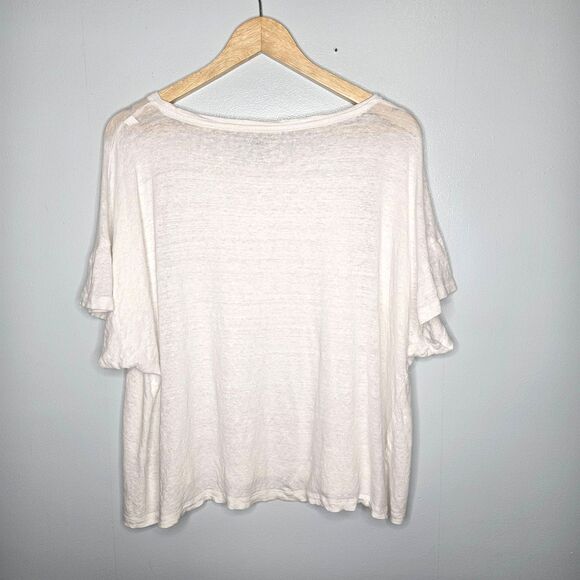 J. CREW 100% Linen Tee Short Sleeve 3X Boxy Cropped Relaxed Fit BY412 White - Picture 3 of 6